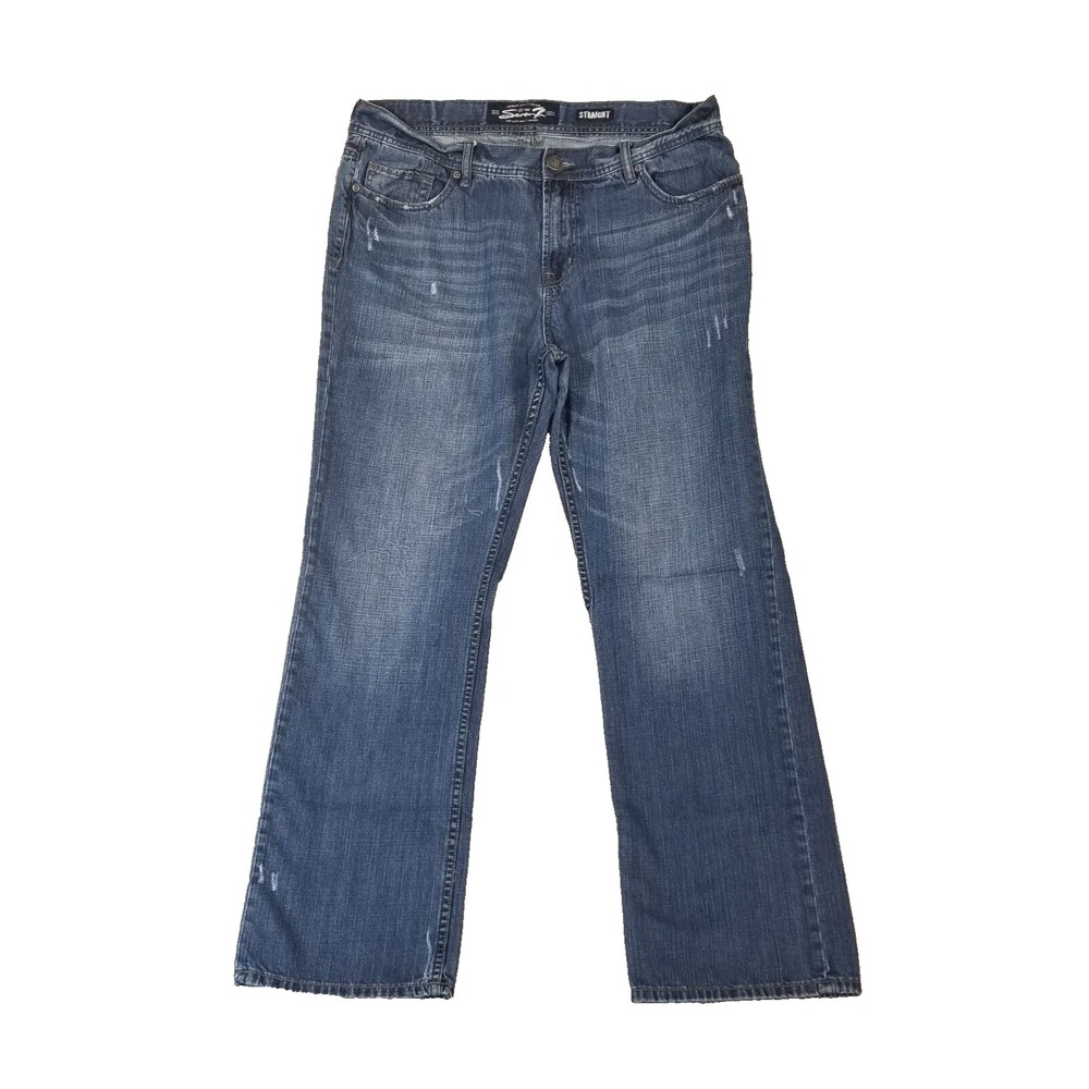 Seven7 Jeans men's 38x33 relaxed fit straight blue denim pants Y2K Retro